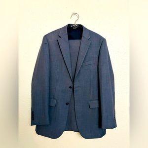 Joseph A Bank suit, 40R, sharkskin blue